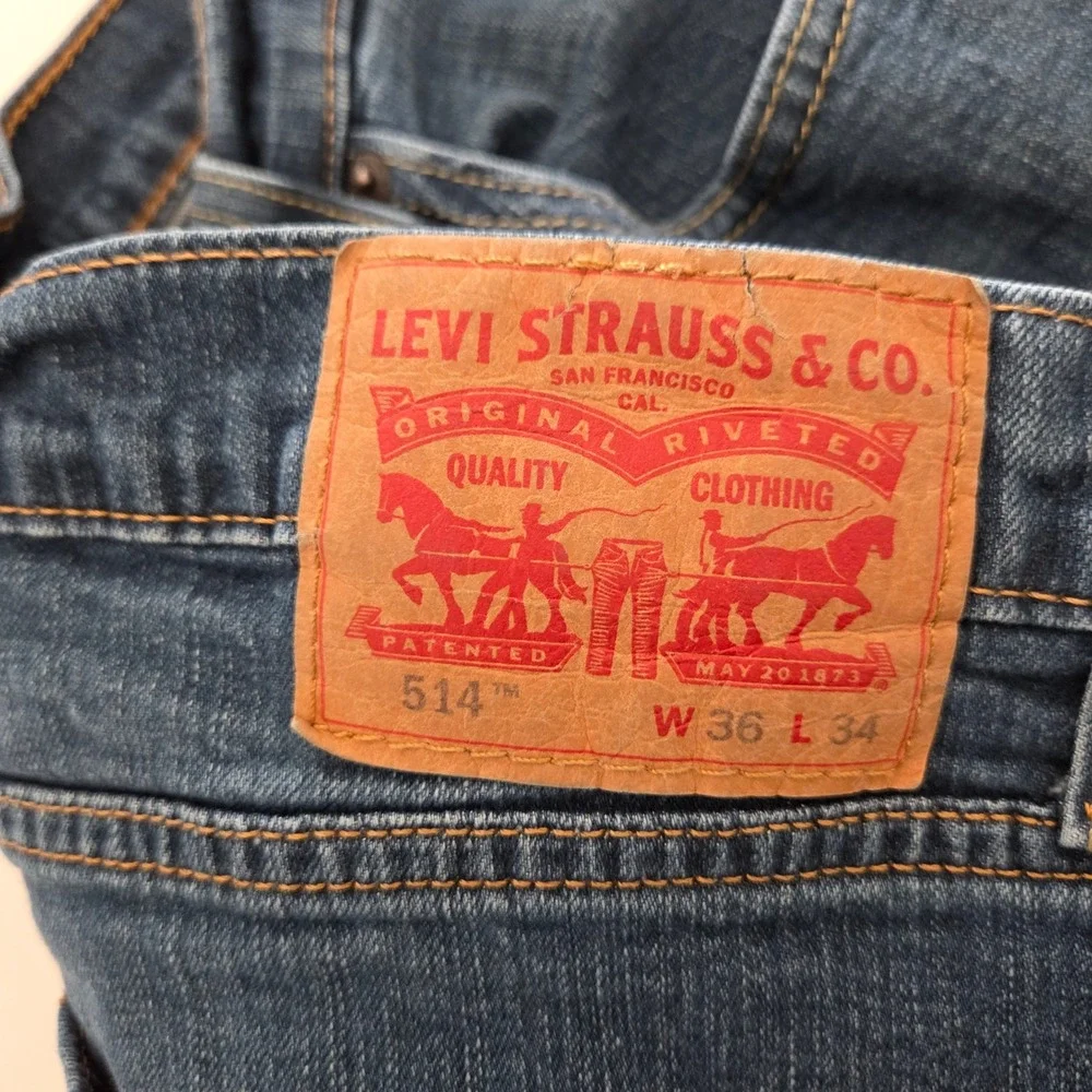 Levi's 514 Straight Fit Jeans Blue Denim‎ Mens 36x34